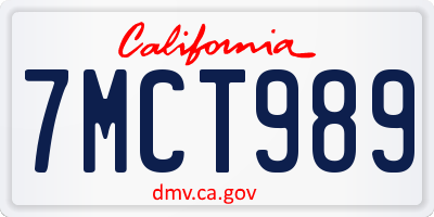 CA license plate 7MCT989