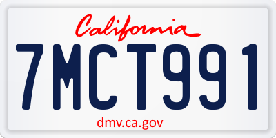 CA license plate 7MCT991