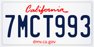 CA license plate 7MCT993