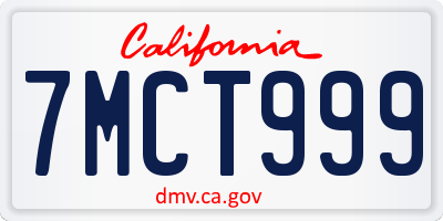 CA license plate 7MCT999