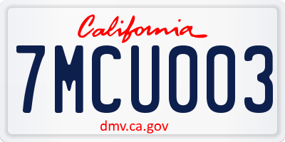 CA license plate 7MCU003