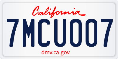 CA license plate 7MCU007