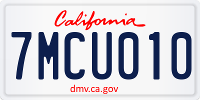 CA license plate 7MCU010