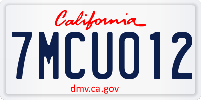 CA license plate 7MCU012