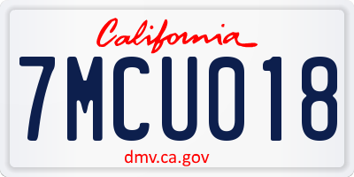 CA license plate 7MCU018