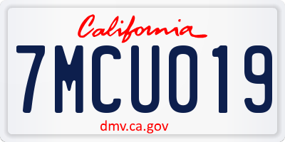 CA license plate 7MCU019