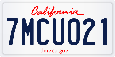 CA license plate 7MCU021