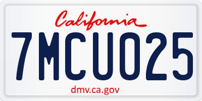 CA license plate 7MCU025