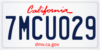 CA license plate 7MCU029