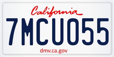 CA license plate 7MCU055