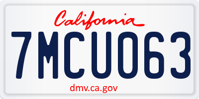 CA license plate 7MCU063