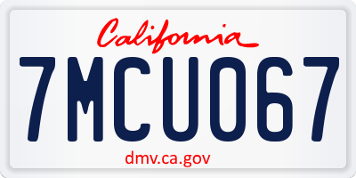 CA license plate 7MCU067