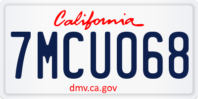 CA license plate 7MCU068