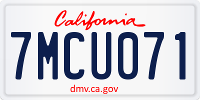 CA license plate 7MCU071