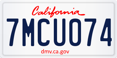 CA license plate 7MCU074