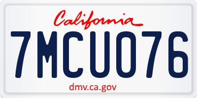 CA license plate 7MCU076