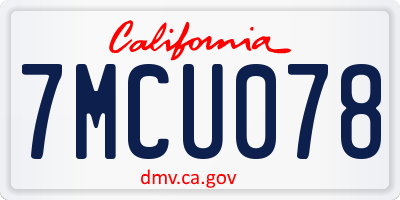 CA license plate 7MCU078