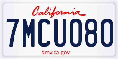 CA license plate 7MCU080