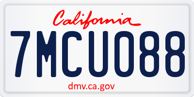 CA license plate 7MCU088