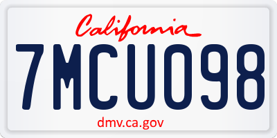 CA license plate 7MCU098