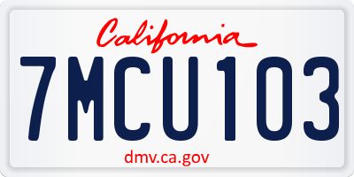 CA license plate 7MCU103