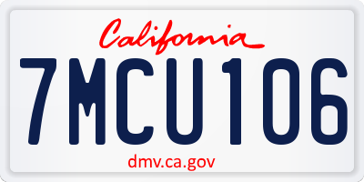 CA license plate 7MCU106