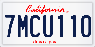 CA license plate 7MCU110