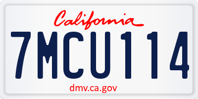 CA license plate 7MCU114