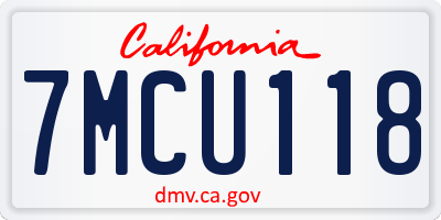 CA license plate 7MCU118