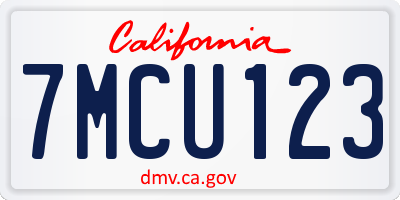 CA license plate 7MCU123