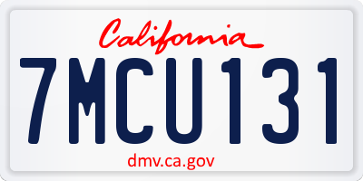 CA license plate 7MCU131