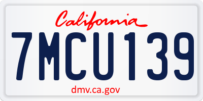 CA license plate 7MCU139