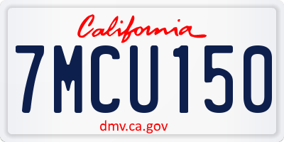CA license plate 7MCU150