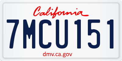 CA license plate 7MCU151