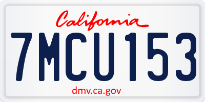 CA license plate 7MCU153