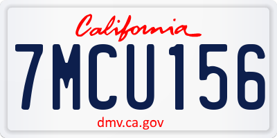 CA license plate 7MCU156