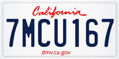 CA license plate 7MCU167