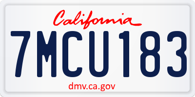 CA license plate 7MCU183