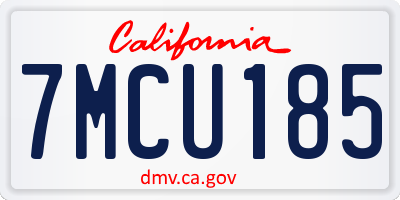 CA license plate 7MCU185