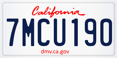 CA license plate 7MCU190