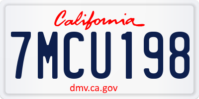 CA license plate 7MCU198