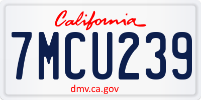 CA license plate 7MCU239
