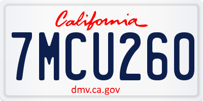 CA license plate 7MCU260