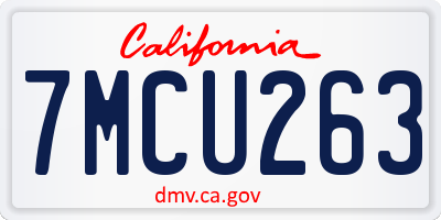 CA license plate 7MCU263