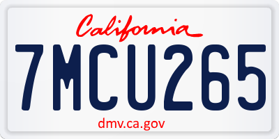 CA license plate 7MCU265