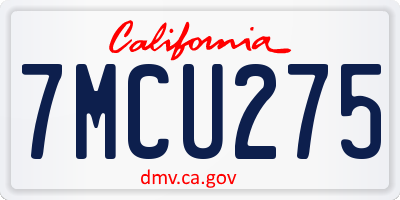 CA license plate 7MCU275