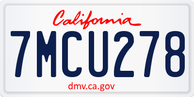 CA license plate 7MCU278