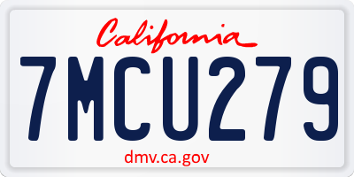 CA license plate 7MCU279