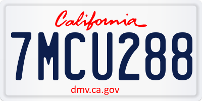 CA license plate 7MCU288