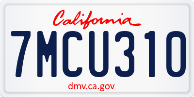 CA license plate 7MCU310